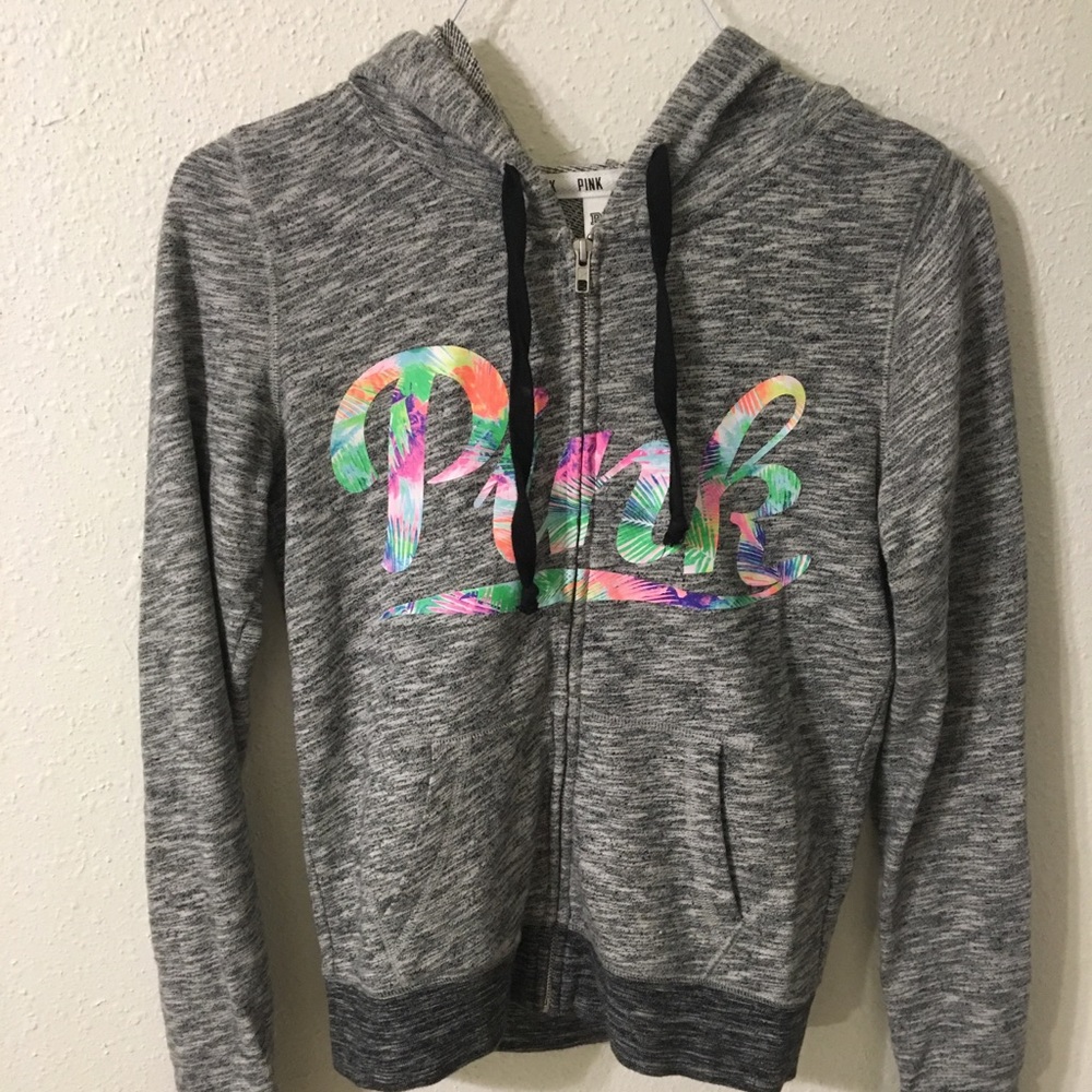 Victoria’s Secret PINK Zip Floral Text Jacket